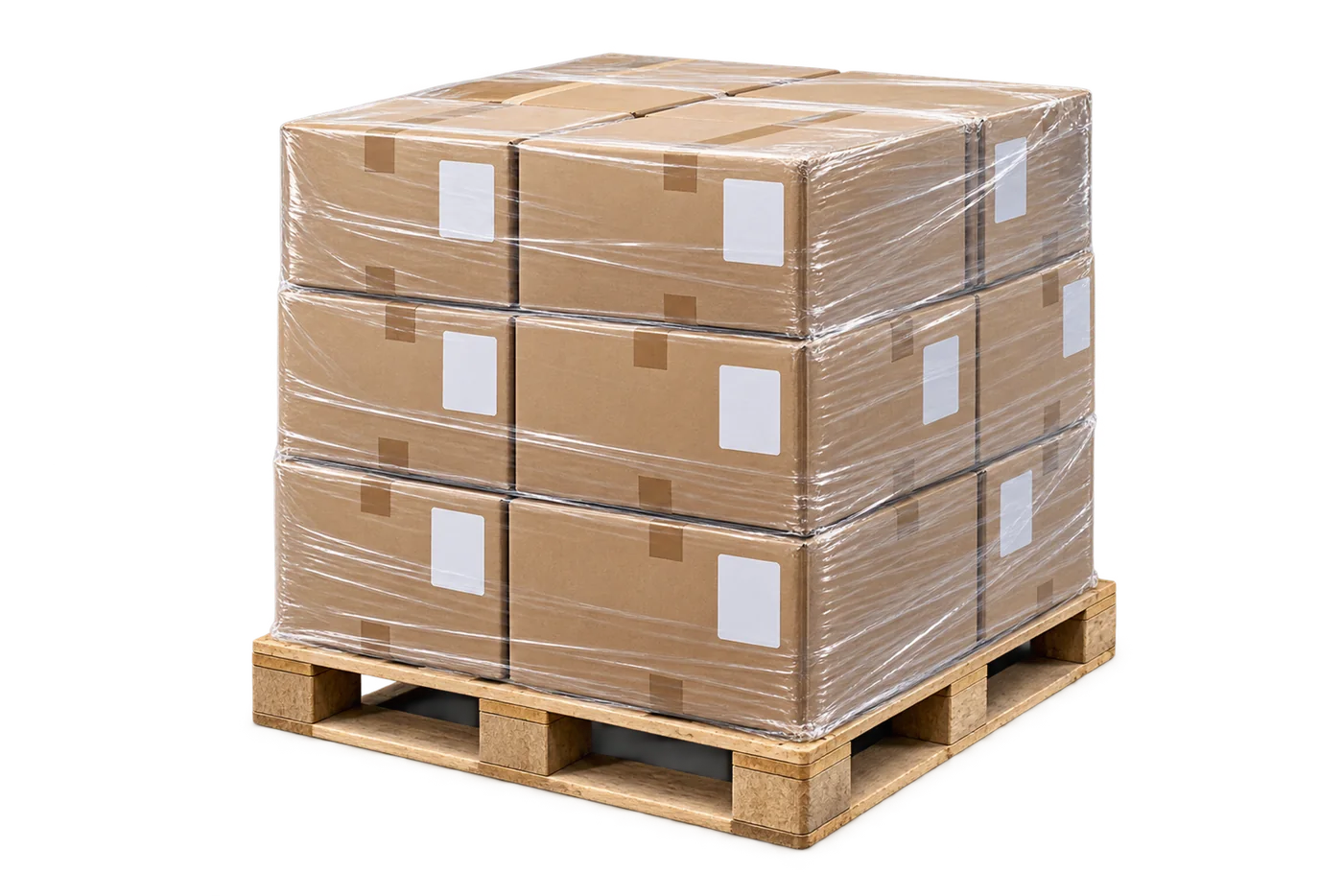 Shrink-wrapped pallet of cartons
